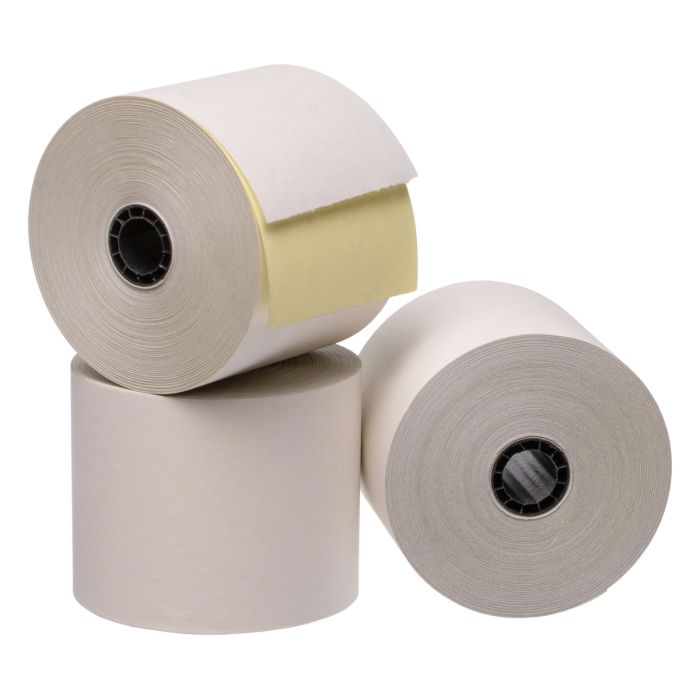 2.25 in x 90 ft Two-Ply Carbonless Paper, White/Canary, 50 Per Carton
