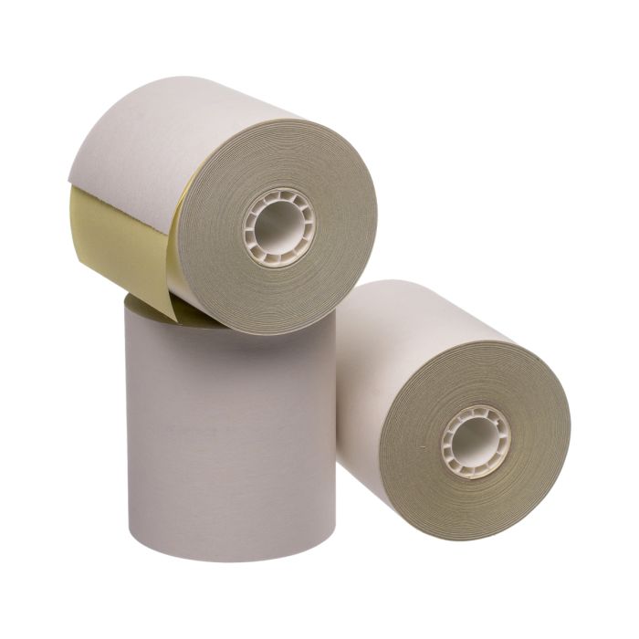 3.25 in x 90 ft Two-Ply Carbonless Paper, White/Canary, 50 Per Carton