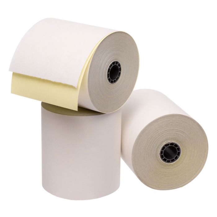 2.75 in x 90 ft Two-Ply Carbonless Paper, White/Canary, 50 Per Carton